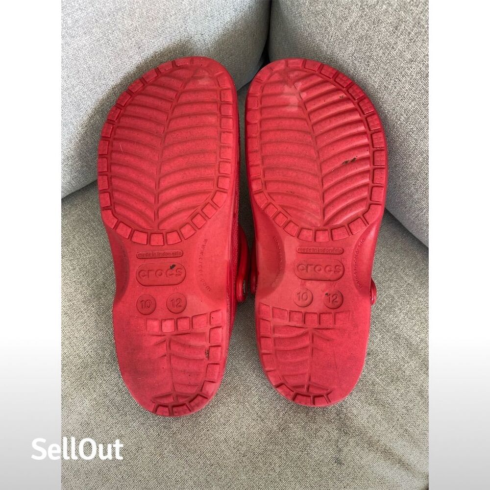 Crocs Baya Clog Red Slip-On Sandals Unisex M10/W12 Casual Summer - Picture 7 of 8